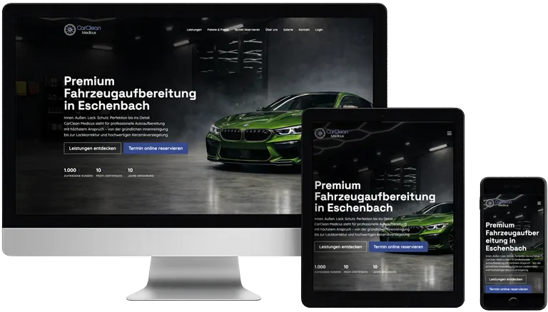 Website zur digitalen Kundengewinnung für CarClean Medicus – Abbildung